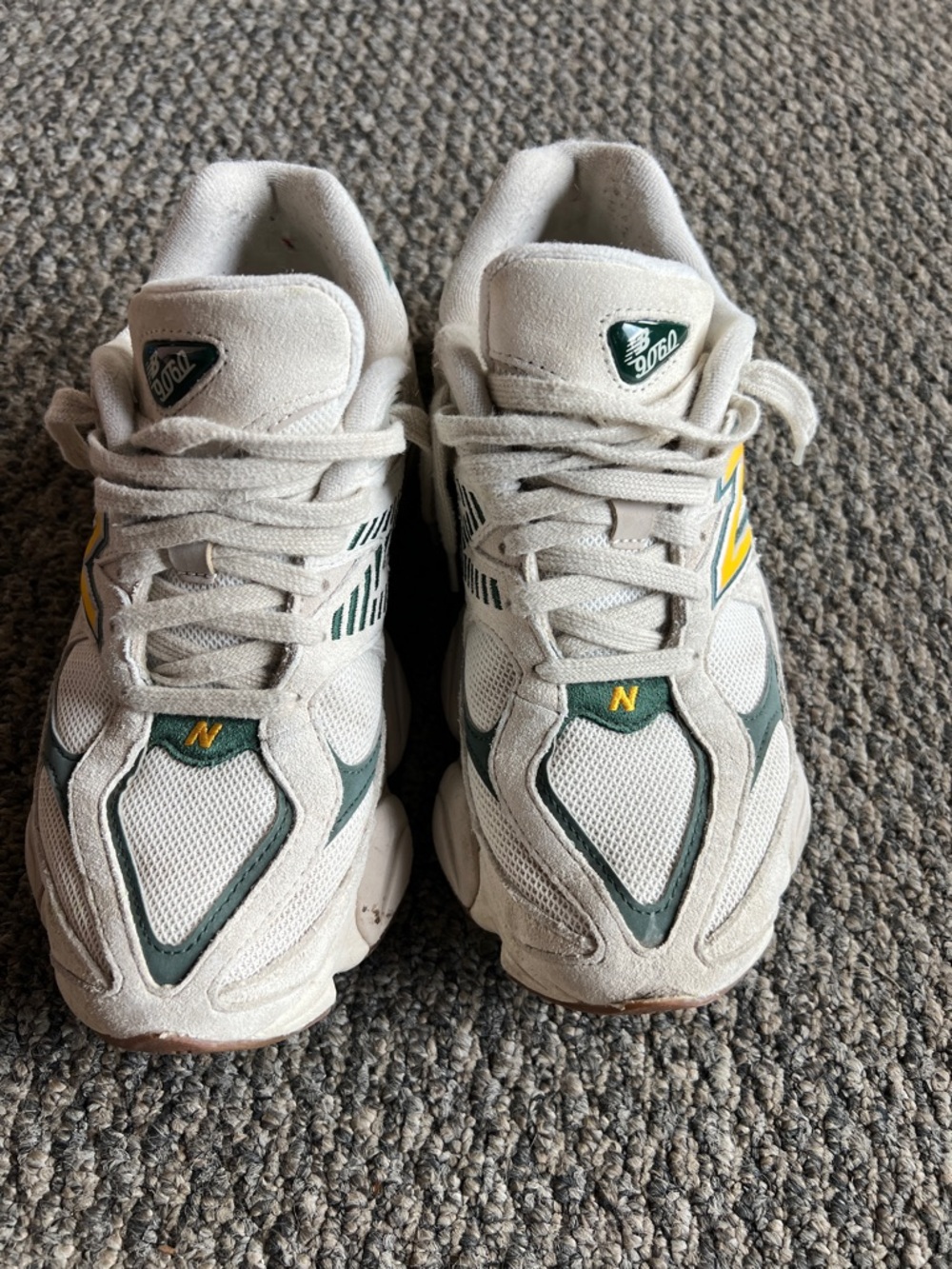 New Balance White Green Yellow Athletic Sneakers - Picture 5 of 6